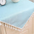 24x24 Inch Square Tablecloth Blue Leaves Pattern with Fringe Edge Waterproof Washable Jacquard Fabric Nightstand End