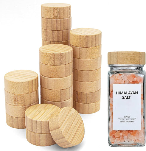 Zepkouel 25 Pcs Spice Jars Bamboo Lids Replacement,Fits 4 Oz and 8 Oz