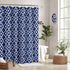 Biscaynebay Extra Long Textured Fabric Shower Curtains - 72" W x 84" L, Navy Morocco Pearl Printed Luxury Bathroom