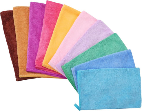 PHOGARY 10 Pack Microfibre Bath Mitts(6"x8"), European Style Washcloth Microfiber Wash Mitt, Reusable