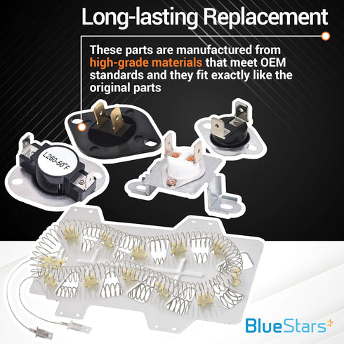 BlueStars Samsung Dryer Heating Element DC47-00019A, DC96-00887A, DC47-00016A, DC47-00018A, DC32-00007A for