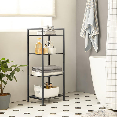 4-Tier UBSC034B01 SONGMICS Storage Rack, Bathroom Shelf, Extendable Plant Stand with Adjustable Shelf, for Bathroom