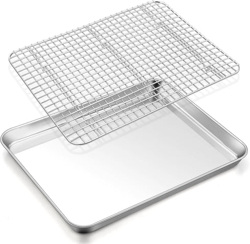 TeamFar Baking Sheet with Rack, 17.6 x 13 x 1 Inch Stainless Steel Cookie Sheet with Cooling Rack Set