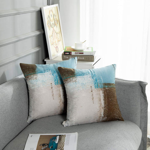Britimes Throw Pillow Covers Modern Home Art Decor, 18 x 18 Inches Set of 2, Abstract Oil Painting