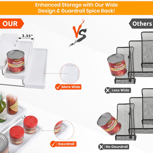 3 Tier Spice Rack Organizer, Expandable 3-Level Seasoning Organization for Cabinet, Adjustable Length