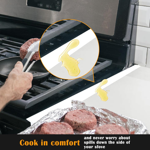 KindGa Stove Gap Covers, Silicone Counter Gap Filler for 30 Inches, Set of 2 White for Appliances