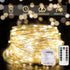 suddus 33ft 100 LED Outdoor String Lights, Warm White Fairy Lights Battery Operated with Remote for Bedroom, Dorm,