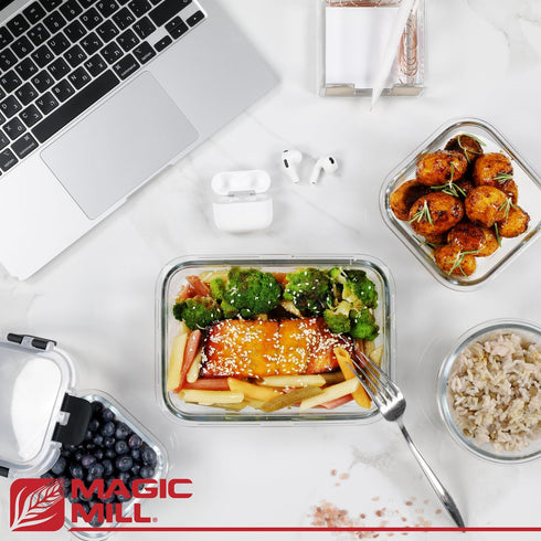 Magic Mill 24pc Glass Storage Containers Set with BPA-Free Airtight Locking Lids for Food Storage & Meal Prep