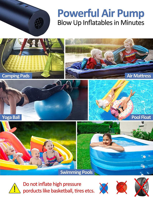 22000mAH Electric Air Pump for Inflatables- Rechargeable Battery Powered Air Mattress Pump- Cordless Portable Air Pump