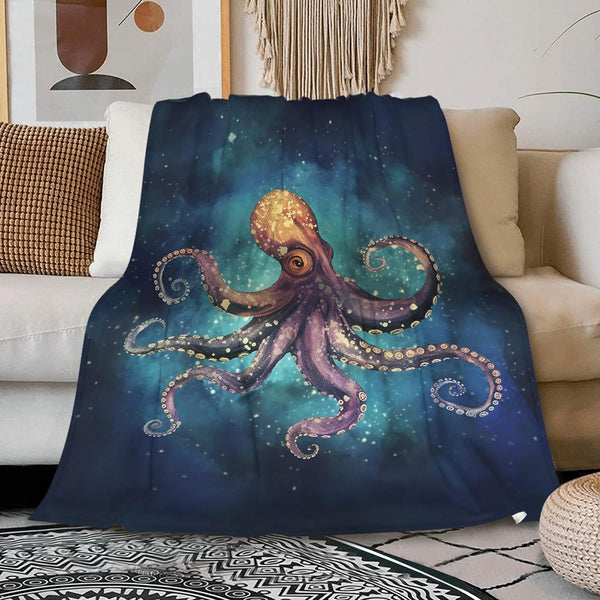Octopus Fleece Throw Blanket Lightweight Super Soft Flannel Bed Blanket Perfect Home