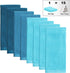 QAJ 100% Set, 16" 25" Pack 8 (400 Cotton Kitchen Dish Towels x Super Absorbent and Soft Kitchen Towels, of Dish Cloths