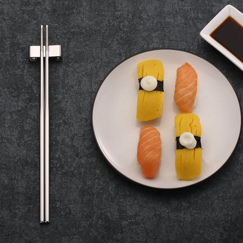 Devico 18/10 Stainless Steel Metal Chopsticks Set, Reusable, Dishwasher Safe (5 pairs)