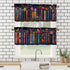 CAIJXIONG Set 2 54x18 inch Bookshelf Kitchen Curtains of Educational Bookcase Watercolor Flowers Rod Pocket Decorative