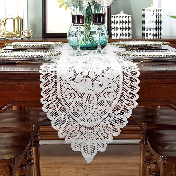 Lace Table Runner 72 Inch Long White Christmas Table Runners Farmhouse Boho
