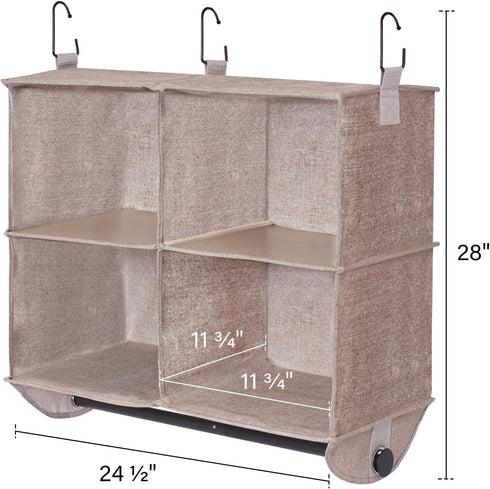 Closet 4-Section Closet StorageWorks Hanging Organizer with Metal Rod, Organizers and Storage, Collapsible Hanging