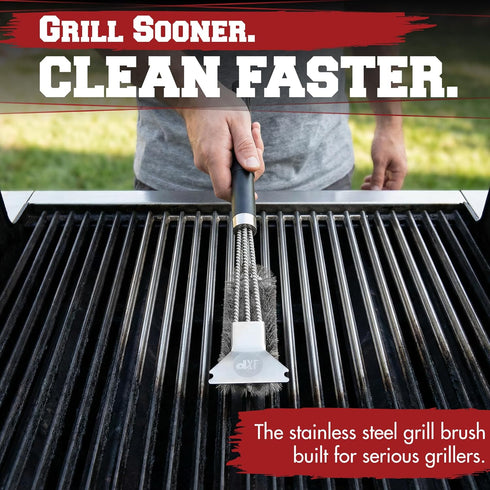 '+2 KITCHEN PERFECTION GrillSaver - Safe BBQ Grill Brush for Outdoor Grill with Replaceable Cleaning Head -Heavy-Duty