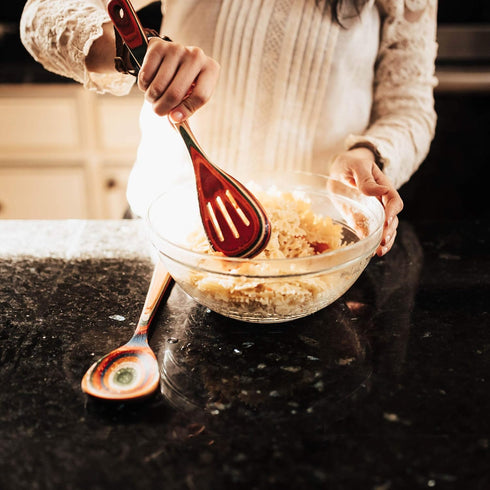 Totally Bamboo Baltique Marrakesh Collection 12-1/2" Wooden Slotted Cooking Spoon, Safe for Nonstick Cookware