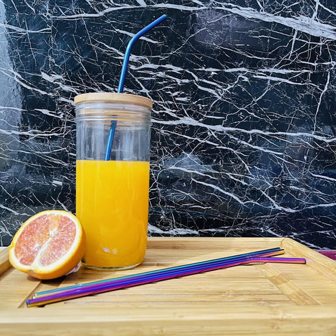 12 Inch Colorful Stainless Steel Straws, 8pcs Ultra Long Reusable Rainbow Metal Drinking Straws