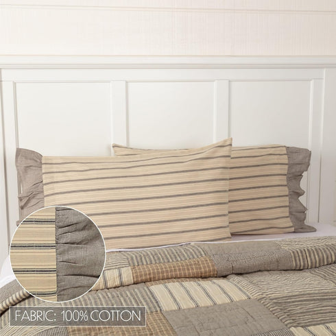 VHC Brands Sawyer Mill Tan Pillow Case Set – Standard Pillowcase Set of 2, 21x30, Dark Creme White.