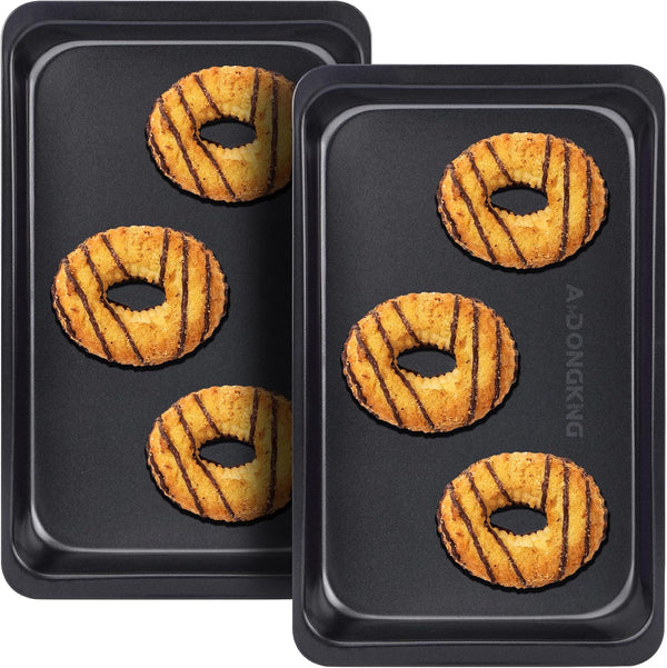 Baking Sheet Pans, Nonstick Heavy Carbon Steel Cookie Tray, 2-Pack, 12 X 7.5 Inches