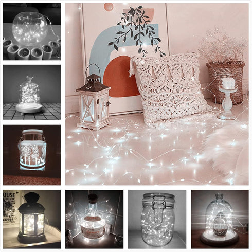 Ranlraka 7Ft White LED Christmas Fairy Lights for Bedroom Battery Operated String Lights Mason Jar Lights Waterproof