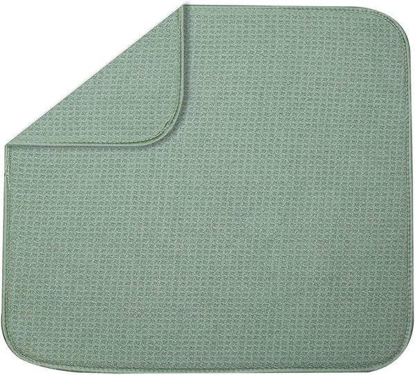 Dish Mat Absorbent - Reversible Microfiber Dish Drying Mat for Kitchen, Machine Washable, Sage Green