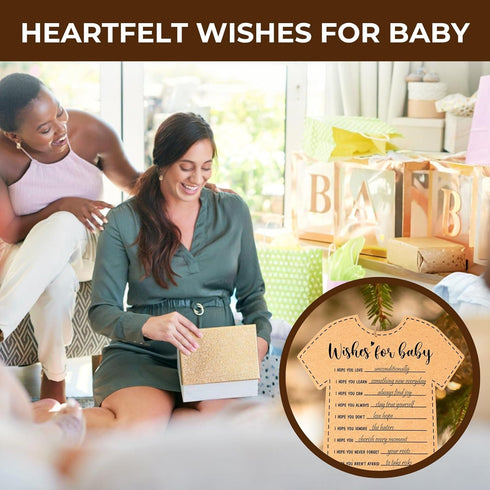 WOODAMORE Baby Prediction and Advice Cards - Well Wishes Cards for Baby Shower Decorations Gender Neutral, Hilarious