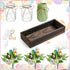 DUOER Easter Centerpiece Table Decorations for Table Runner Farmhouse Coffee Table Decor with Wood Tray and Led Light