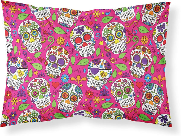 Caroline's Treasures BB5115PILLOWCASE Day of The Dead Pink Fabric Standard Pillowcase - Super Soft Decorative