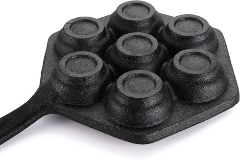 WUWEOT Nonstick Aebleskiver Pan, Cast Iron Takoyaki Griddle for Making Pancake Balls, Poffertjes, and Thai Kanom Krok