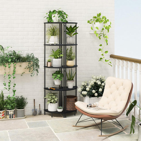 Yoobure 5-Tier Corner Shelf Stand, Tall Corner Bookshelf for Bedroom, Living Room, Narrow Display Shelf