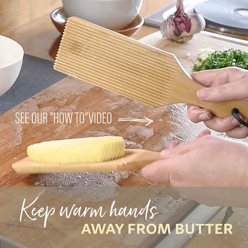 Set 2 9.5 inches Gnocchi Boards and Wooden Butter Paddles to Easily Create Authentic Homemade Pasta and Butter Without