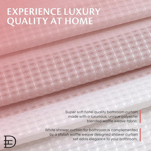 Dainty Home Waffle Weave Shower Curtain - Ombre Striped Pattern in Blush 70" x 72" Water Resistant