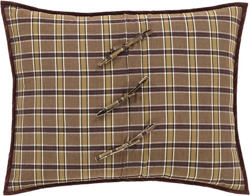 VHC Brands Wyatt Standard Sham 21x27, Patchwork Tan Bedding Accessory