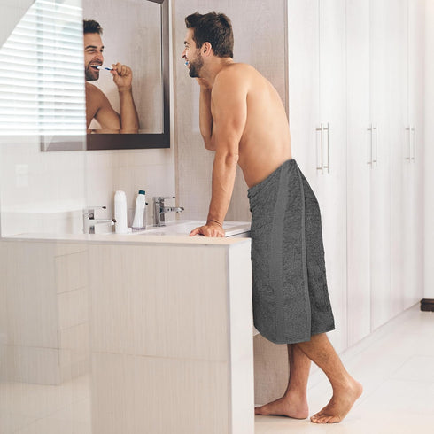 Set 6 100% 24" 50" Large Bath Towels of Cotton Terry x Quick Dry, Soft & Highly Absorbent Grey Towels for Bathroom