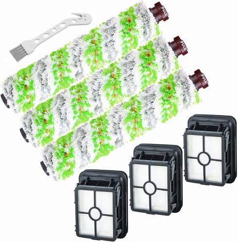 Smilyan Replacement Parts for Bissell CrossWave Pet Pro 2306A - 3 Pack Multi-Surface Brush Rolls and Filters