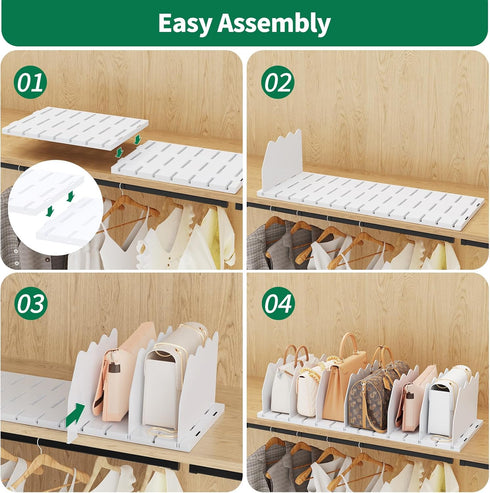 Closet, SPACEKEEPER Shelf Divider for Adjustable Purse Organizers Handbag Separators Storage Organizer Bookshelf