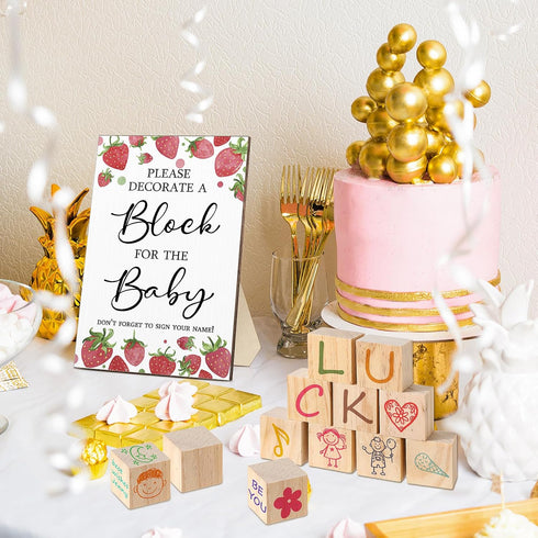 75 50 24 Qilery Pcs Baby Shower Games Sign Kit Including Decorate a Block Game Sign DIY Blank Wooden Block Acrylic