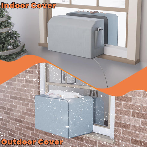 GCGOODS U-Shaped Air Conditioner Cover Set, Outdoor Cover with Foil & Indoor Cover, Full Coverage and Dust-Proof