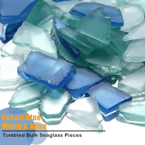 Jetec Sea Glass for Crafts, Flat Frosted Sea Glass Pieces for Beach Wedding Party Decor, Home Aquarium Supplies