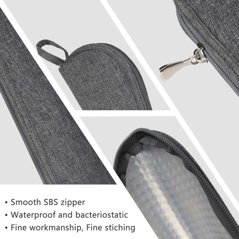 Aosbos Travel Utensil Sets Carrying Case, Portable Cutlery Set Pouch for Work Bento Box Lunch Bag (Grey)