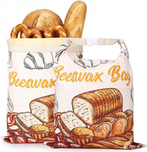 2 Pack Beeswax Bread Bags for Homemade Bread, Sourdough Bread Storage Bags