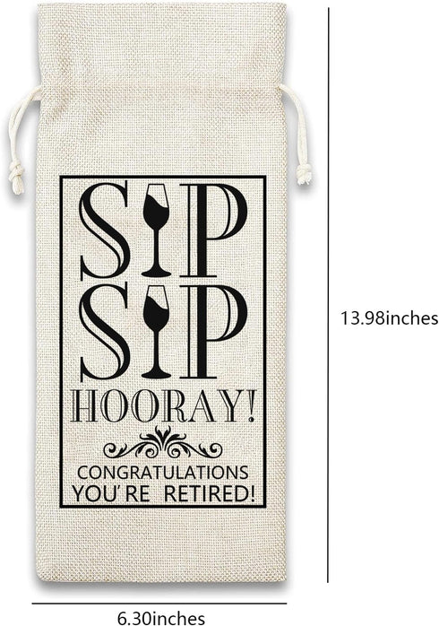 Retirement Wine Gift Bag, Funny Sip Wine Bags for Wine Bottle Retirement Gifts for Women Men 2024, Retirment Party Decorations, Goodbye Farewell Leaving Gifts for Best Friends Teacher Coworkers Boss