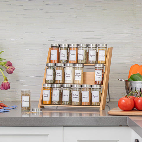 18 5-Year Countertop Orii Jar Bamboo Compact Spice Rack with Spices Included & Free Spice Refill Program for or Kitchen