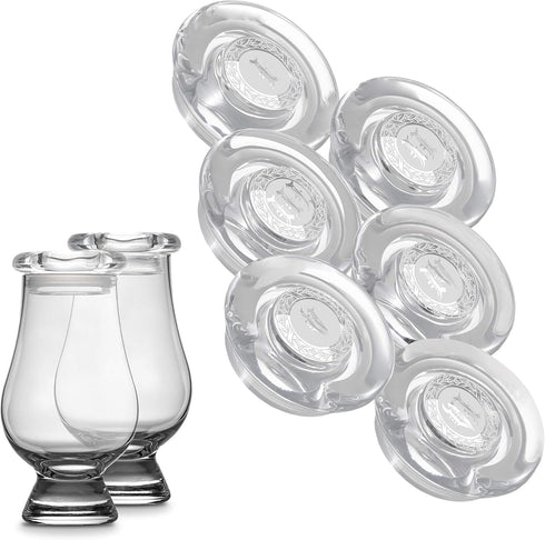 CairnCovers Glass Whiskey Glassware Lids - Glass Cap for Whisky Tasting Glasses by Cairn Craft (6 CairnCover Lids with