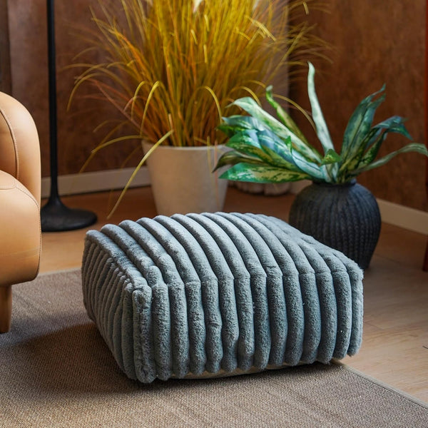 Unstuffed Pouf Ottoman Cover Soft Storage Extra Seat Farmhouse Comfortable Bohemian Poufs