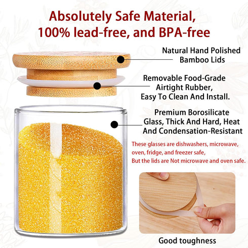 16 oz, 12pcs SLifeJars - Glass Jars with Bamboo Lids Glass Food Storage Jars with Rewritable Labels, Bamboo Lid Jar