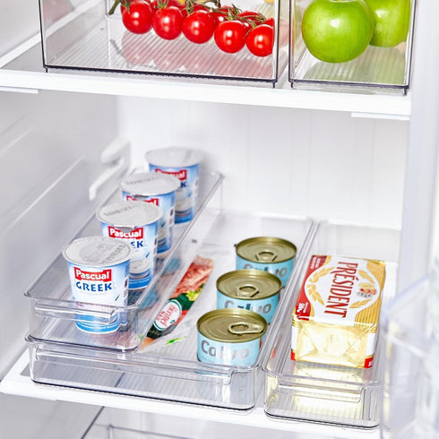 vacane Stackable Freezer Organizer, Flat Produce Saver Sliced Cheese Container with Lids, Freezer Storage Containers