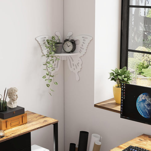 Butterfly Corner Shelf Nursery Wall Deor Floating Corner Shelf for Kids Room, Small Cute Decorative Shelf Wall Mounted