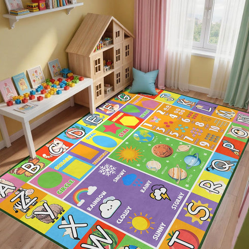 2.5 4 Kid Rug ABC Rugs for Playroom, Alphabet Rug for Bedroom Educational Learn Preschool Rugs Nursery Toddler Kids
